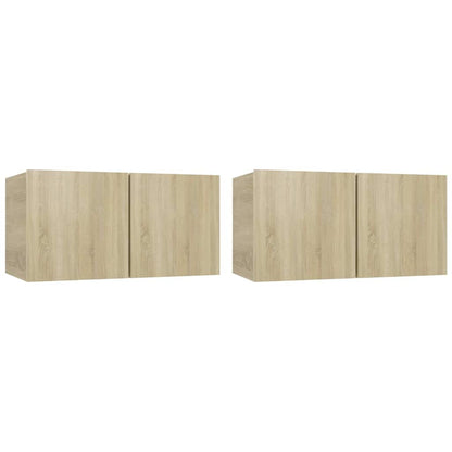 804518 vidaXL 2 Piece Hanging TV Cabinet Set Sonoma Oak 60x30x30 cm