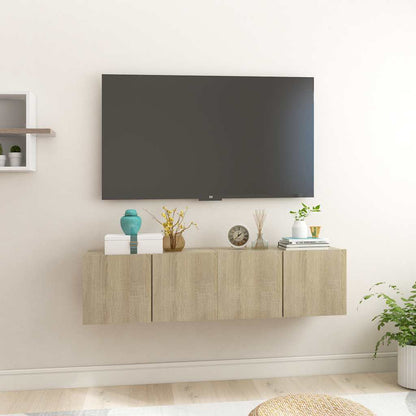 804518 vidaXL 2 Piece Hanging TV Cabinet Set Sonoma Oak 60x30x30 cm