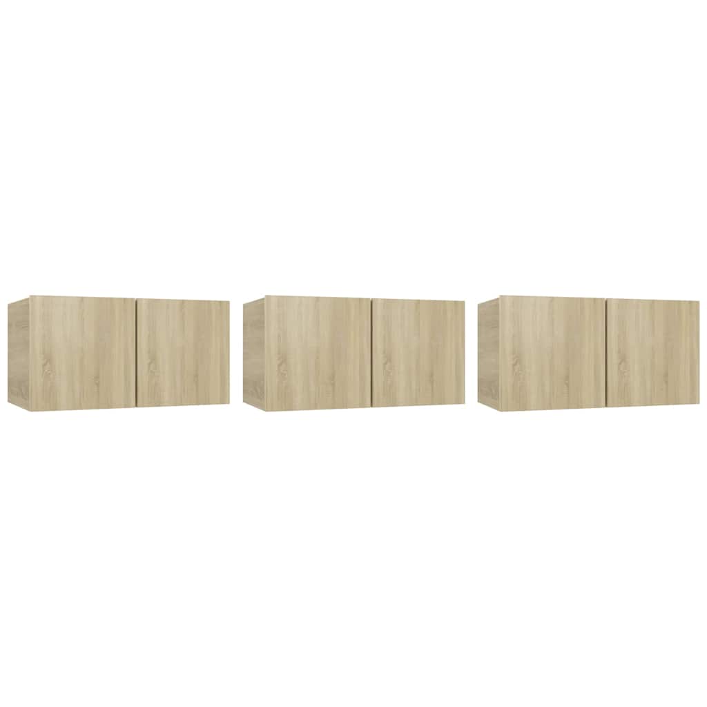 804519 vidaXL 3 Piece Hanging TV Cabinet Set Sonoma Oak 60x30x30 cm