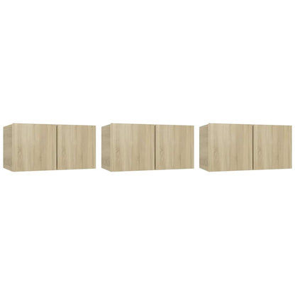 804519 vidaXL 3 Piece Hanging TV Cabinet Set Sonoma Oak 60x30x30 cm