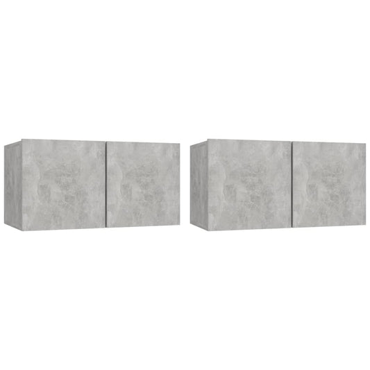 Hanging TV Cabinets 2 pcs Concrete Grey 60x30x30 cm