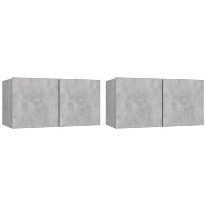 804521 vidaXL 2 Piece Hanging TV Cabinet Set Concrete Grey 60x30x30 cm