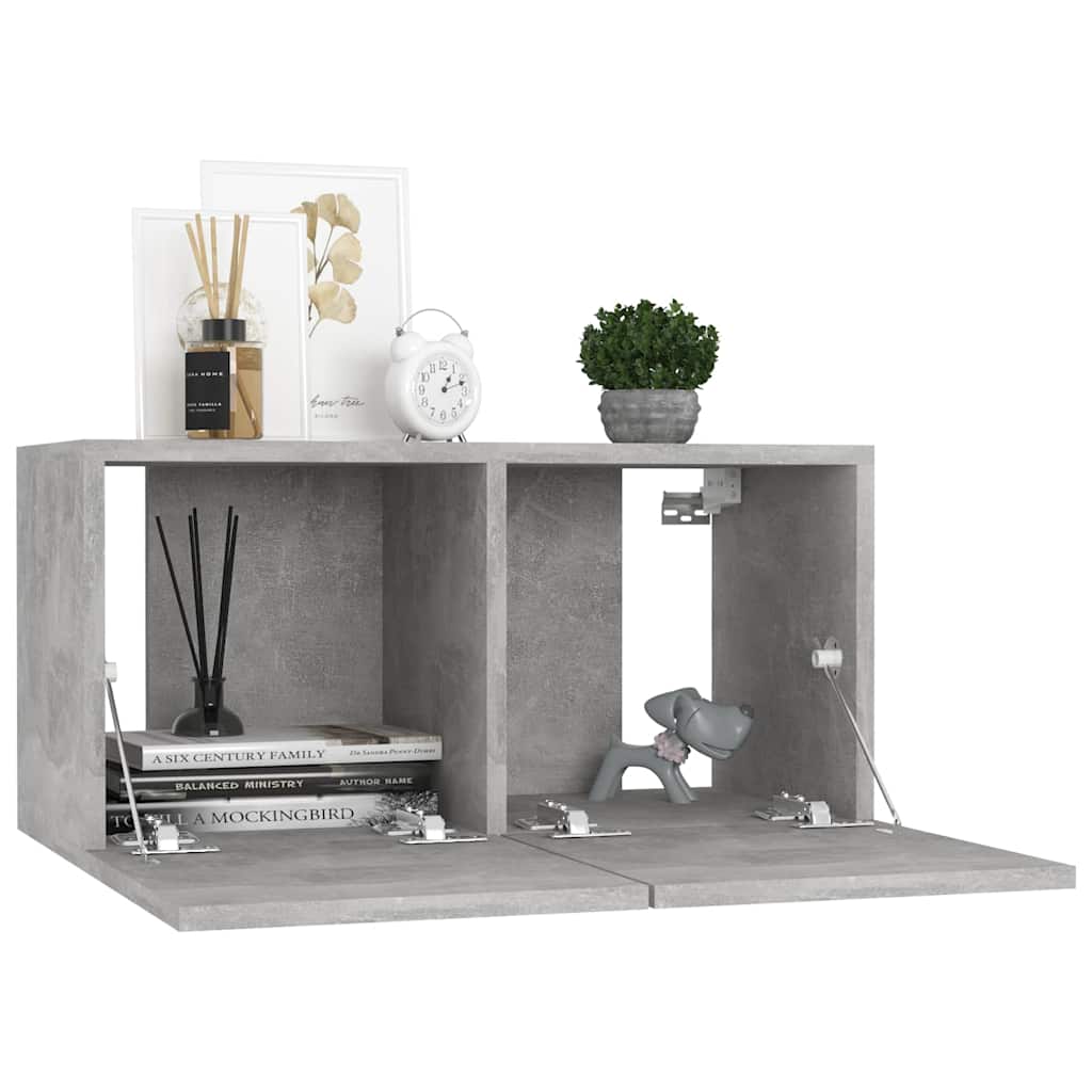 804521 vidaXL 2 Piece Hanging TV Cabinet Set Concrete Grey 60x30x30 cm