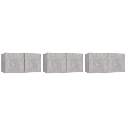 Hanging TV Cabinets 3 pcs Concrete Grey 60x30x30 cm