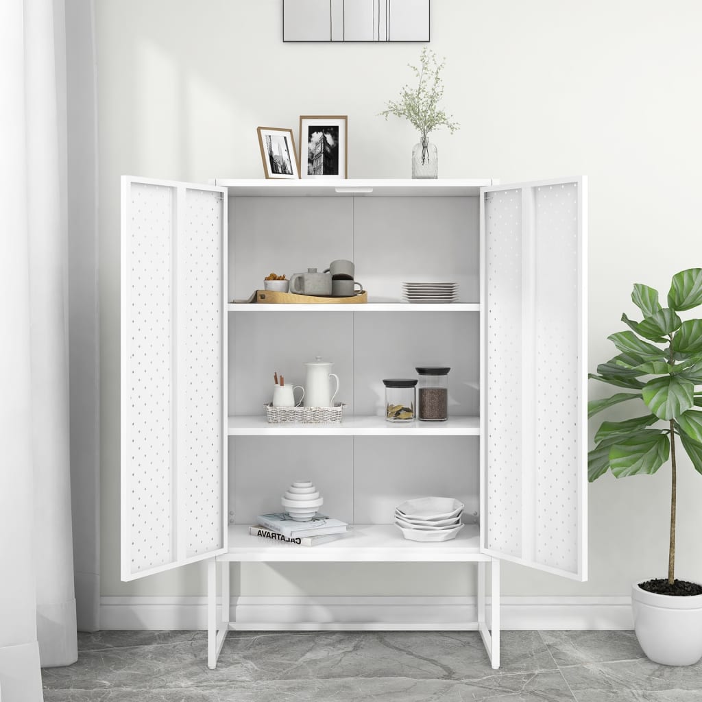 Highboard White 80x35x135 cm Steel