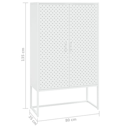 Highboard White 80x35x135 cm Steel