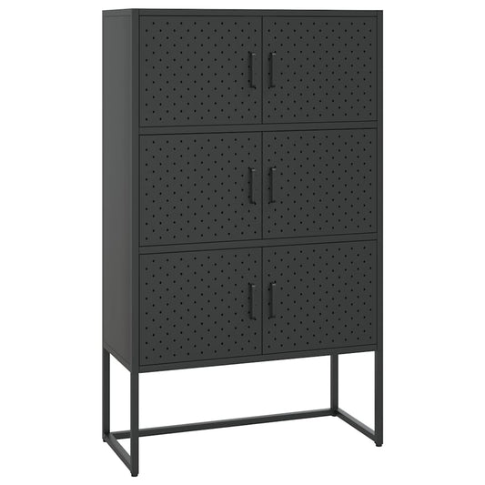 335877 vidaXL Highboard Black 80x35x135 cm Steel
