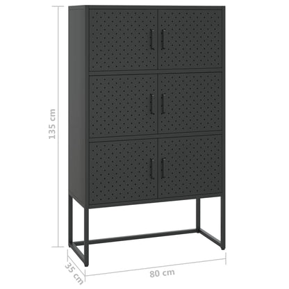 Highboard | Black | Steel | Medium | Highboard Cabinet | Rectangular
