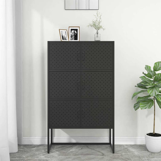 335877 vidaXL Highboard Black 80x35x135 cm Steel