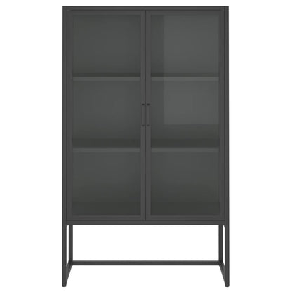 Highboard Anthracite 80x35x135 cm Steel and Tempered Glass