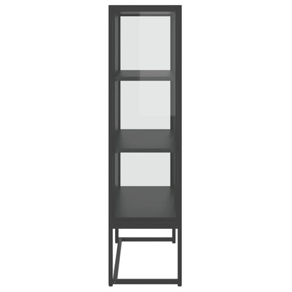 Highboard Anthracite 80x35x135 cm Steel and Tempered Glass