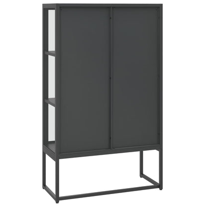 Highboard Anthracite 80x35x135 cm Steel and Tempered Glass