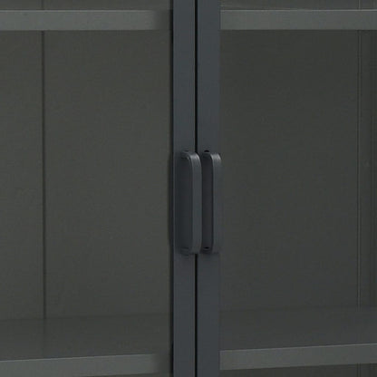 Highboard Anthracite 80x35x135 cm Steel and Tempered Glass