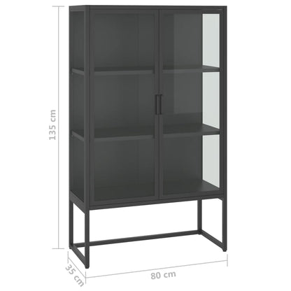 Highboard Anthracite 80x35x135 cm Steel and Tempered Glass