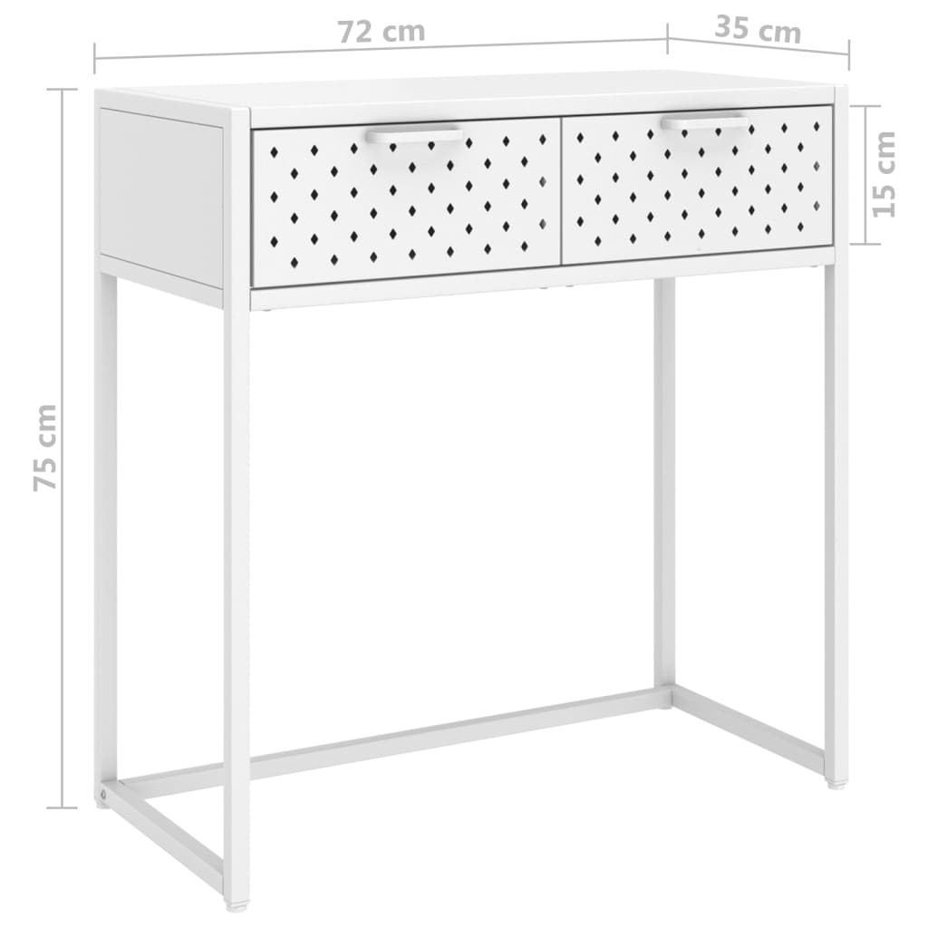 Console Table White 72x35x75 cm Steel