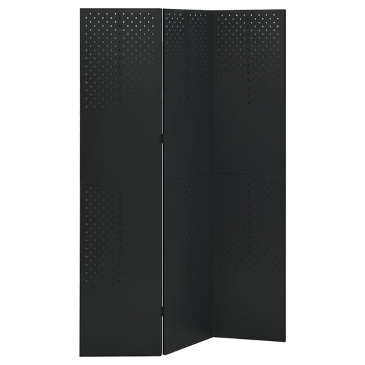 335895 vidaXL 3-Panel Room Divider Black 120x180 cm Steel