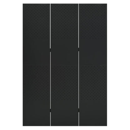 3-Panel Room Divider Black 120x180 cm Steel