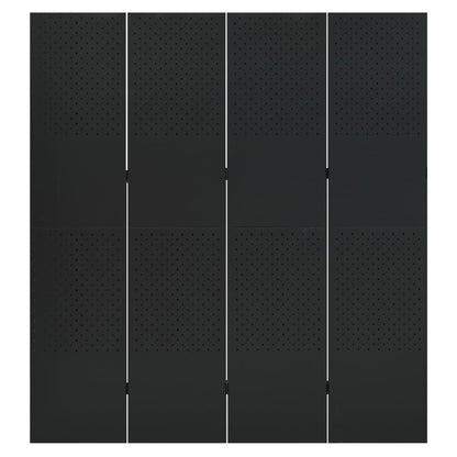 4-Panel Room Divider Black 160x180 cm Steel