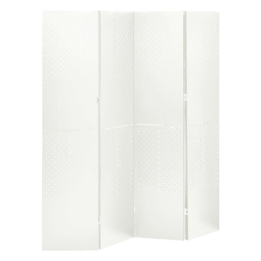 4-Panel Room Divider White 160x180 cm Steel
