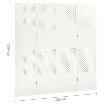 4-Panel Room Divider White 160x180 cm Steel