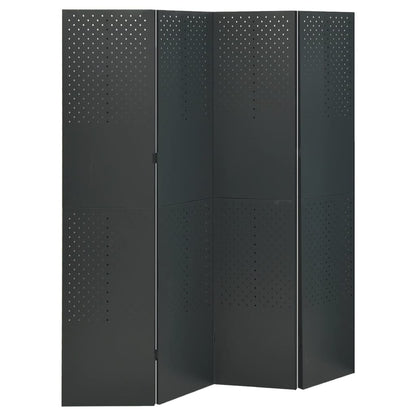 4-Panel Room Divider Anthracite 160x180 cm Steel