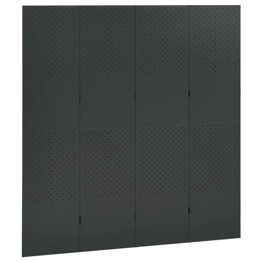 4-Panel Room Divider Anthracite 160x180 cm Steel