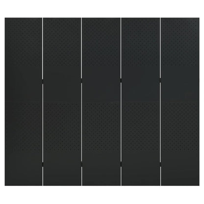 5-Panel Room Divider Black 200x180 cm Steel
