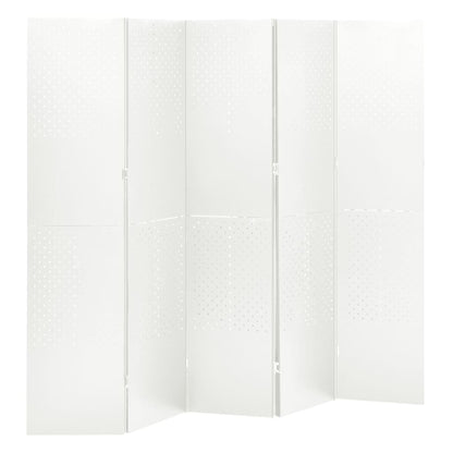 5-Panel Room Divider White 200x180 cm Steel