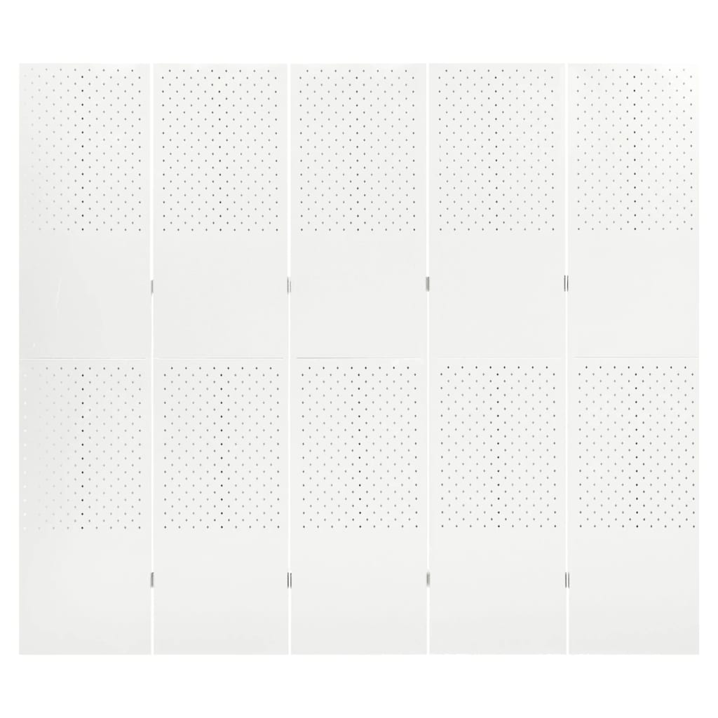 5-Panel Room Divider White 200x180 cm Steel