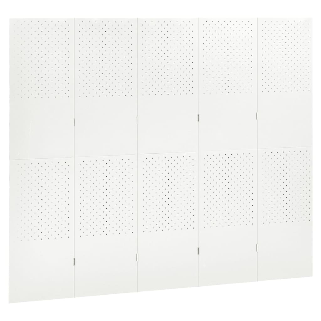 5-Panel Room Divider White 200x180 cm Steel