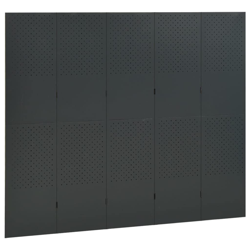 5-Panel Room Divider Anthracite 200x180 cm Steel