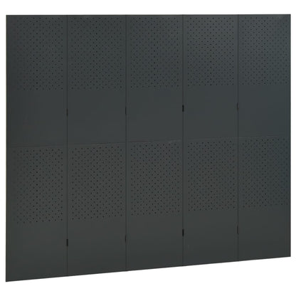 5-Panel Room Divider Anthracite 200x180 cm Steel