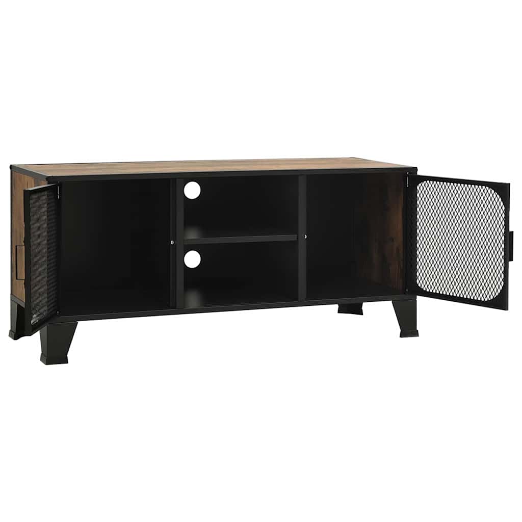 335909 vidaXL TV Cabinet Rustic Brown 105x36x47 cm Metal and MDF