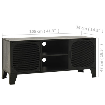 335910 vidaXL TV Cabinet Grey 105x36x47 cm Metal and MDF
