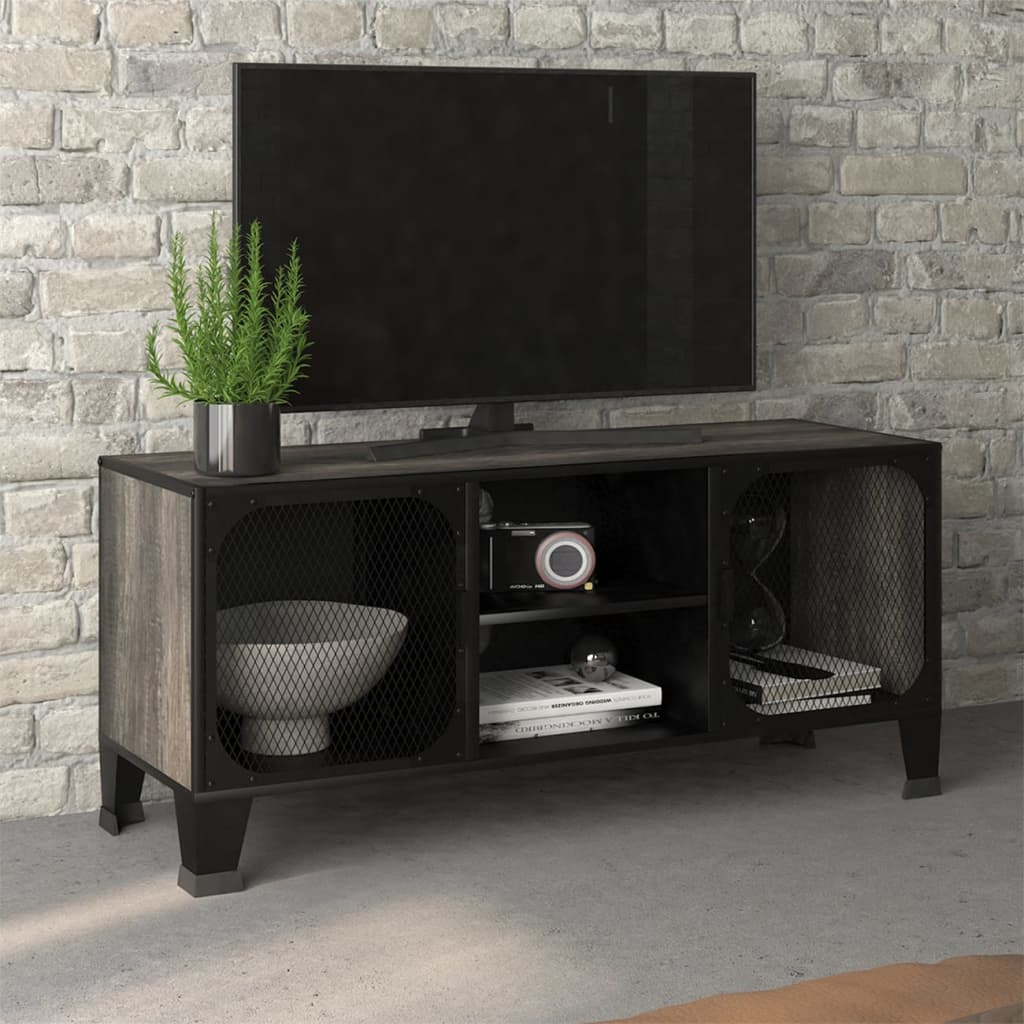 335910 vidaXL TV Cabinet Grey 105x36x47 cm Metal and MDF