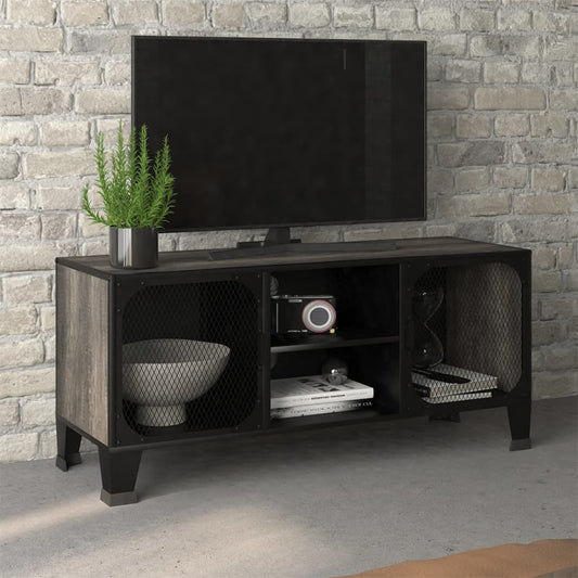 335910 vidaXL TV Cabinet Grey 105x36x47 cm Metal and MDF