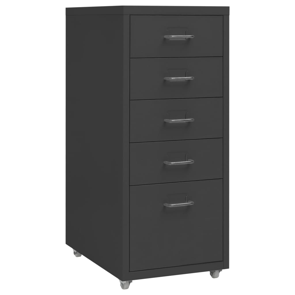 Mobile File Cabinet | Anthracite | Metal | 28 x 41 x 69 cm