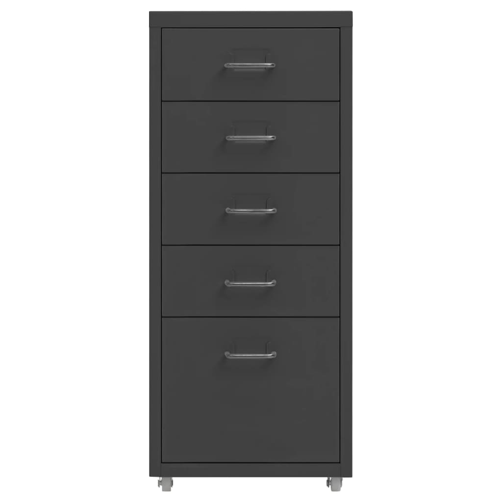 Mobile File Cabinet | Anthracite | Metal | 28 x 41 x 69 cm
