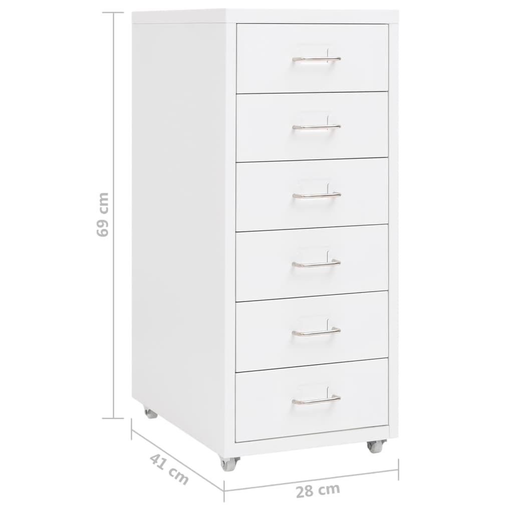 Mobile File Cabinet | White | Metal | Compact | Mobile File Cabinet