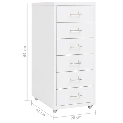 Mobile File Cabinet | White | Metal | Compact | Mobile File Cabinet