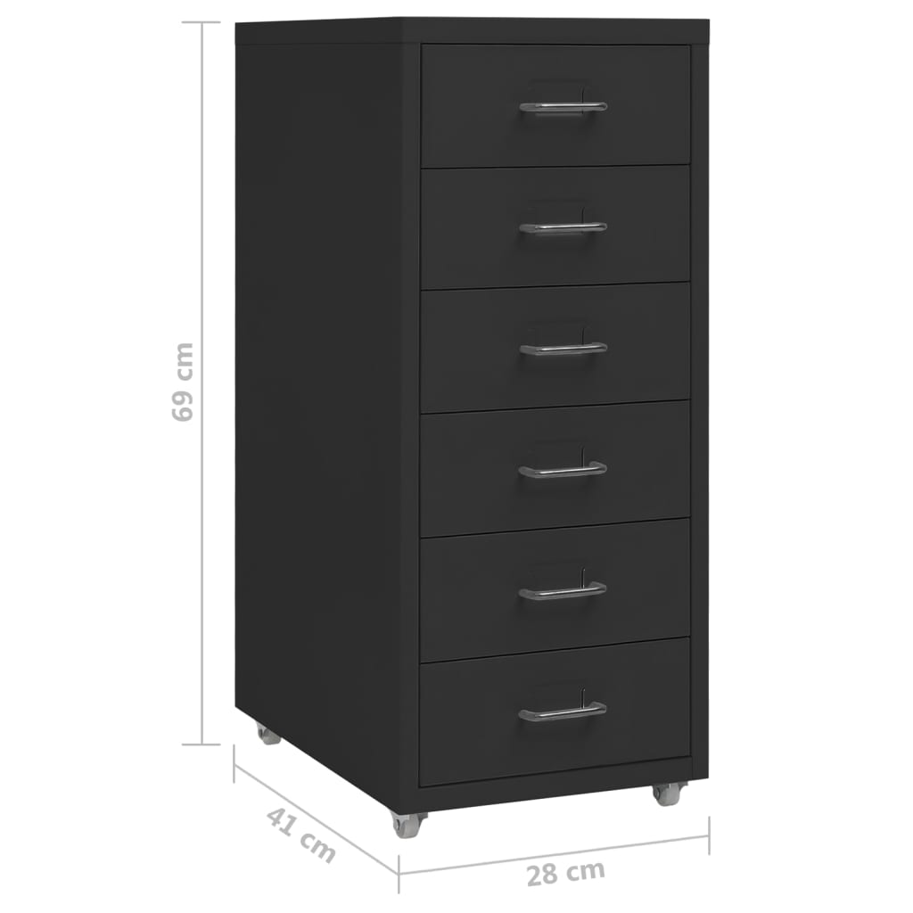 Mobile File Cabinet | Black | Metal | Medium | Mobile File Cabinet