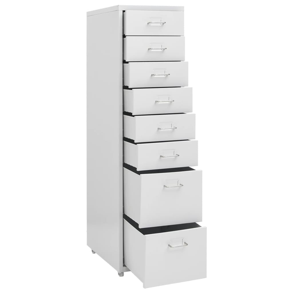 Mobile File Cabinet | Grey | Metal | 28x41x109 cm | Rollable