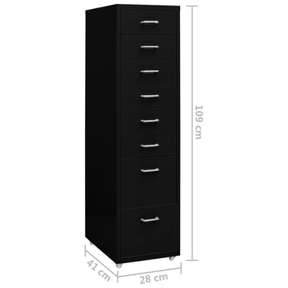 Mobile File Cabinet | Black | Metal | Tall | Sleek | Mobile File Cabinet
