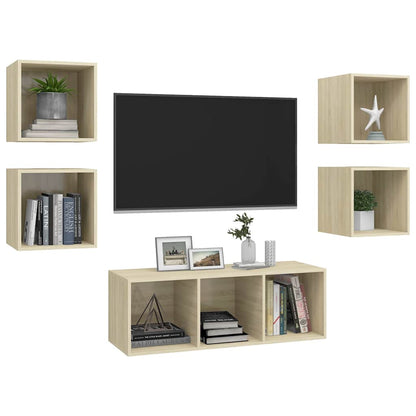 5 Piece TV Cabinet Set Sonoma Oak Engineered Wood