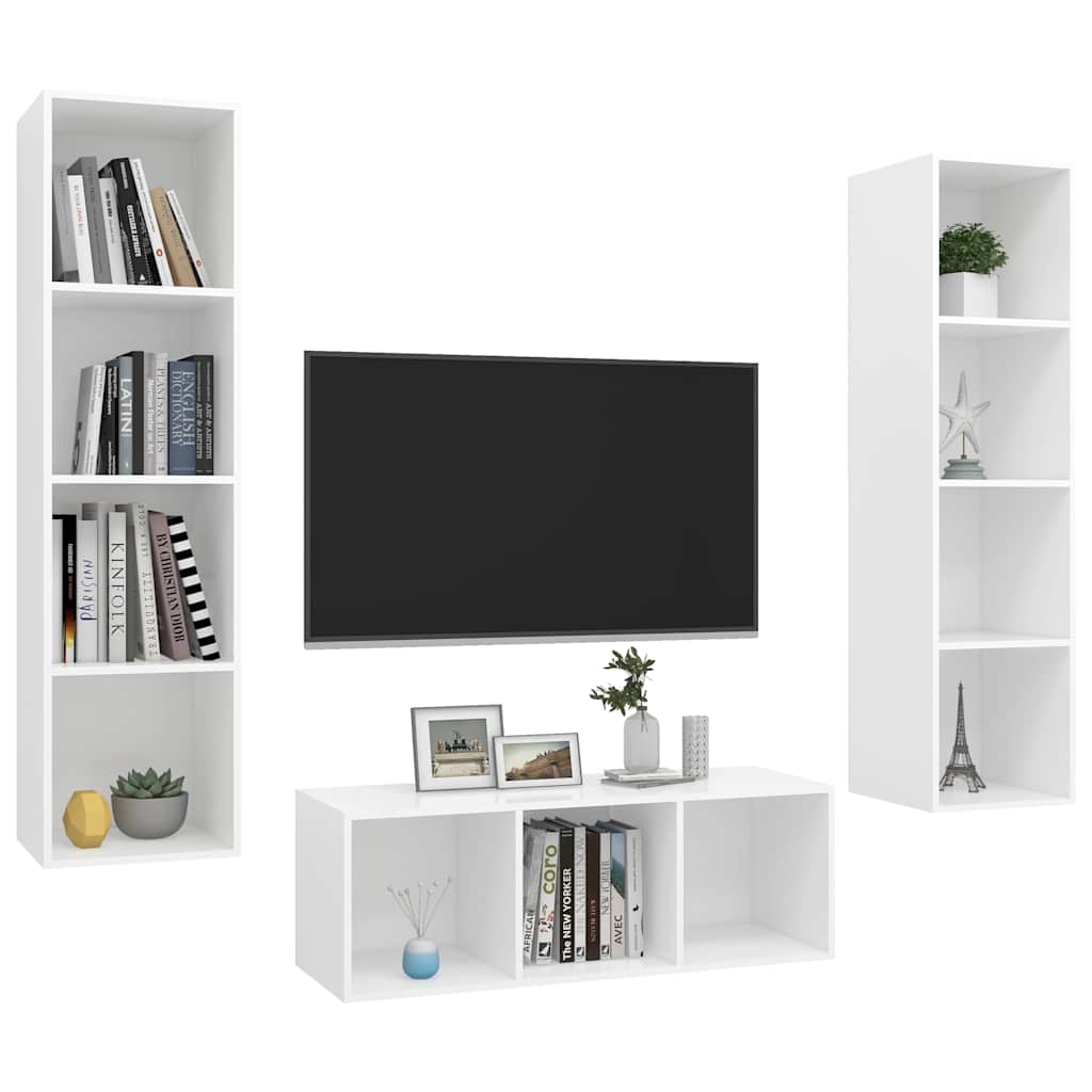 TV Cabinet Set | White | Engineered Wood | Medium | TV Cabinet Set