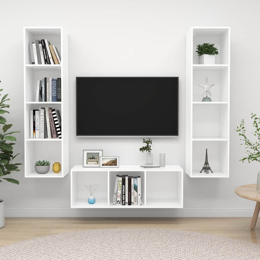 TV Cabinet Set | White | Engineered Wood | Medium | TV Cabinet Set