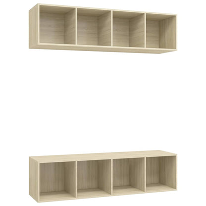2 Piece Wall-mounted TV Cabinet Set Sonoma Oak Engineered Wood