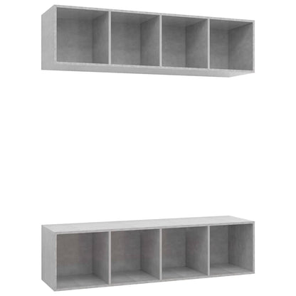 2 Piece Wall-mounted TV Cabinet Set Concrete Grey Engineered Wood