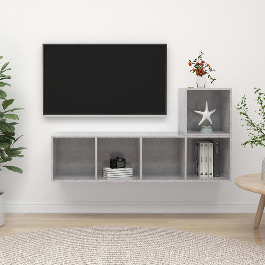 TV Cabinet Set | Concrete Grey | Engineered Wood | One Size