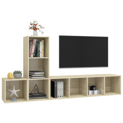 3 Piece TV Cabinet Set Sonoma Oak Engineered Wood